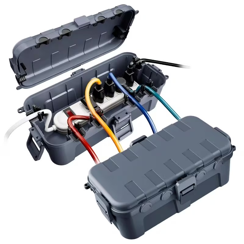 2Pcs Outdoor Waterproof Electrical Box with 6-Gang Power Distribution Capacity